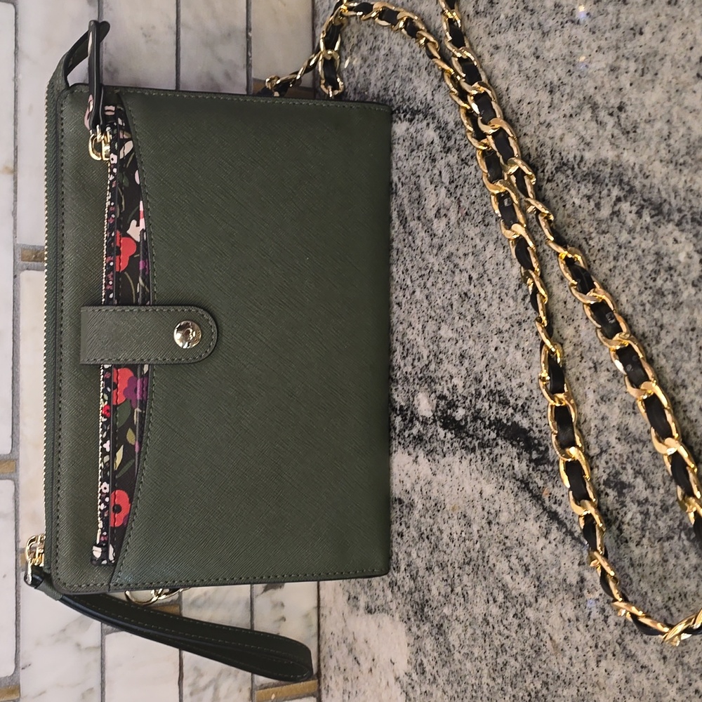 Kate Spade Green Crossbody Bag with Gold Chain